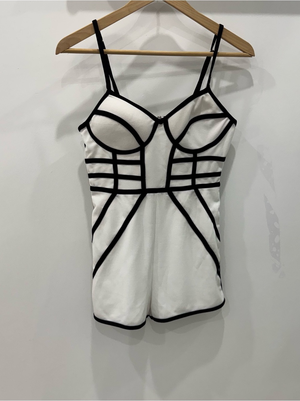 Charlotte Russe Black & White Contrast Trim Romper | Bustier Cami | Size S